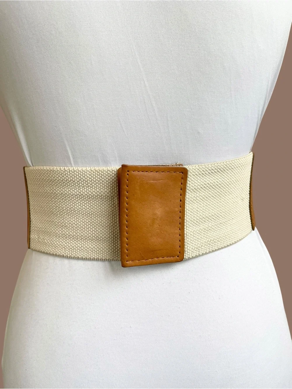 Vince Camuto Tan Leather Caged Wide Waist Belt Boho S/M